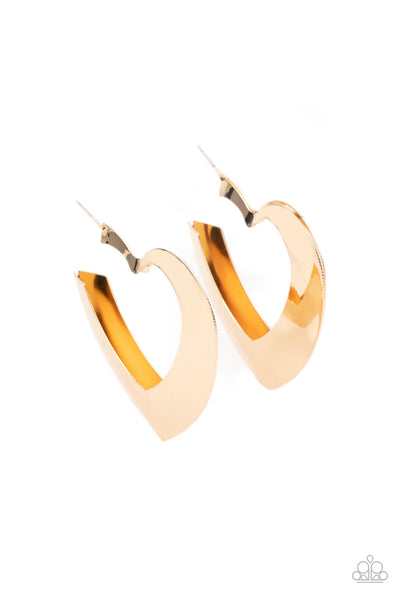 Paparazzi Heart-Racing Radiance - Gold Heart Earrings