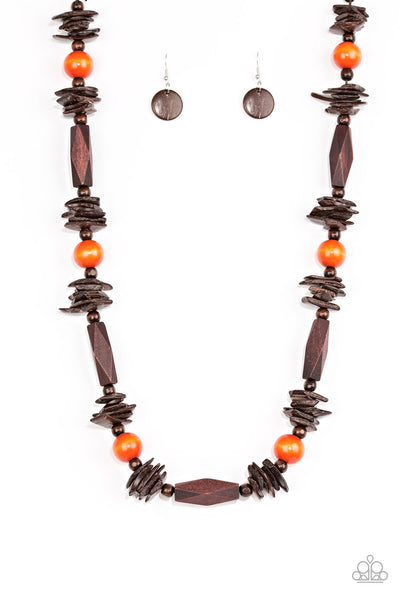 Paparazzi Cozumel Coast - Orange Wooden Necklace