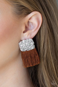 Paparazzi Plume Bloom - Brown Earrings