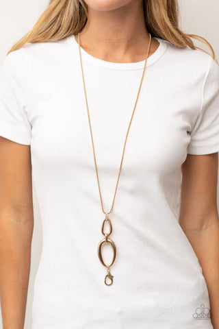 Paparazzi Elegantly Entrancing Gold Lanyard Necklace