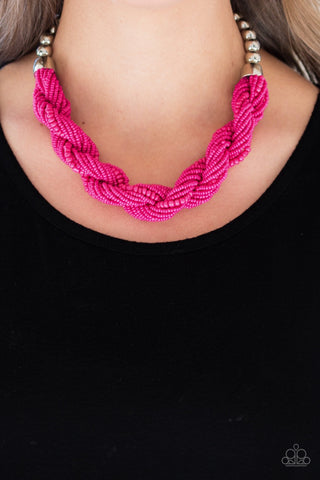 Paparazzi Savannah Surfin Seed Bead Pink Necklace