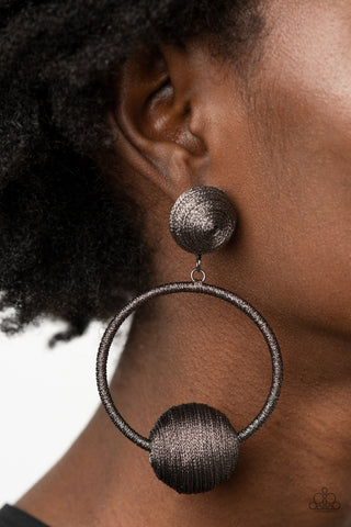 Paparazzi Social Sphere - Black Earrings