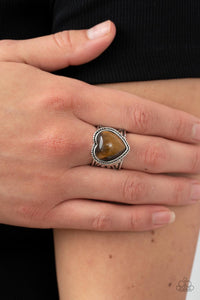 Paparazzi Stone Age Admirer - Brown Tiger’s Eye Heart Stone Ring