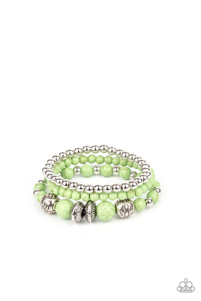 Paparazzi Desert Blossom - Green Bracelets