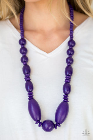 Paparazzi Summer Breezin - Wooden Purple Necklace