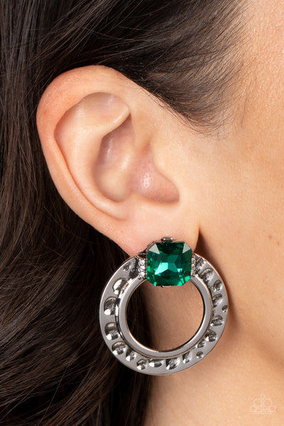 Paparazzi Smoldering Scintillation - Green Earrings