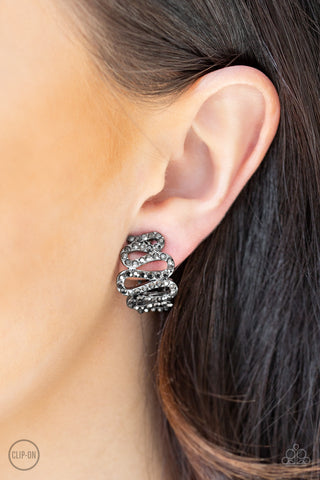 Paparazzi Idol Shine - Black Clip-on Earrings