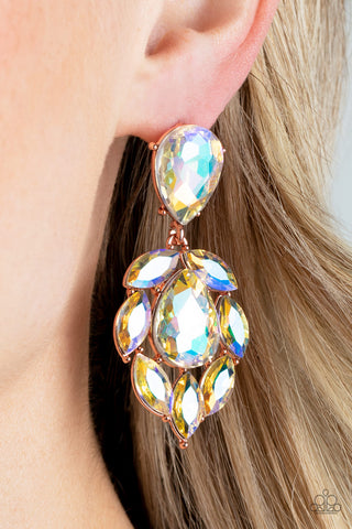 Paparazzi Galactic Go-Getter - Copper Iridescent Earrings