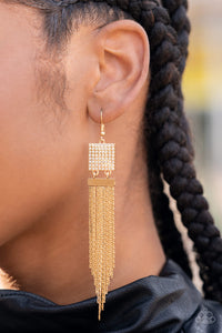 Paparazzi Dramatically Deco - Life of the Party Gold Earrings