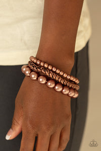 Paparazzi A PEARL-fect Ten - Copper Bracelet