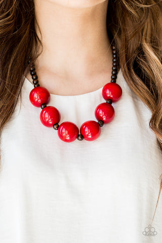 Paparazzi Oh My Miami - Red Wooden Necklace