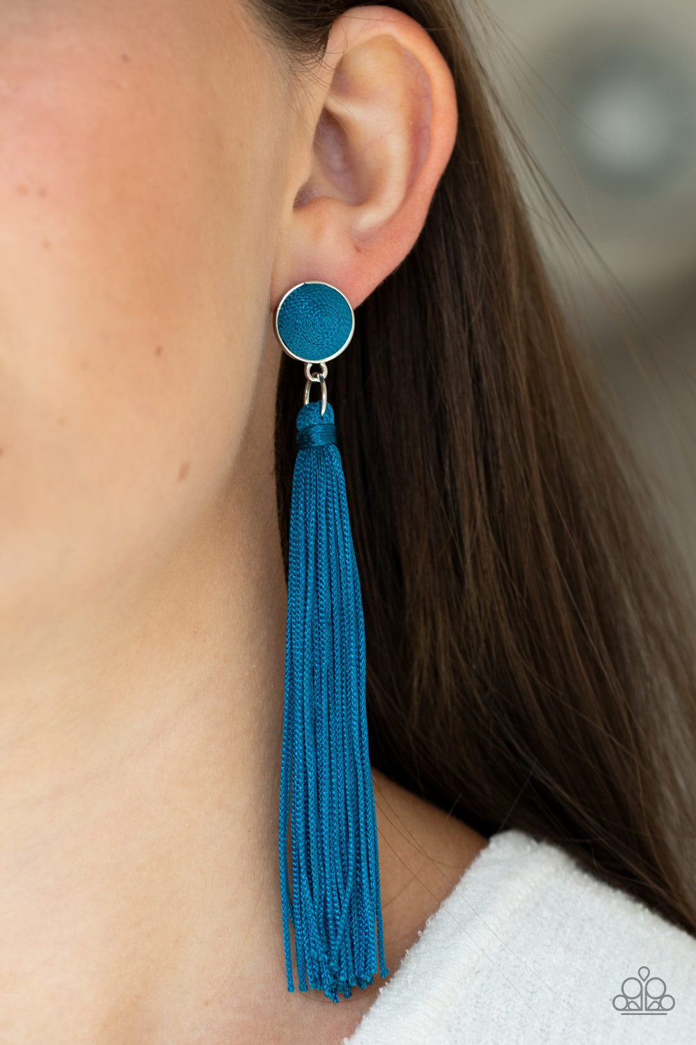 Paparazzi Tightrope Tassel - Blue Earrings