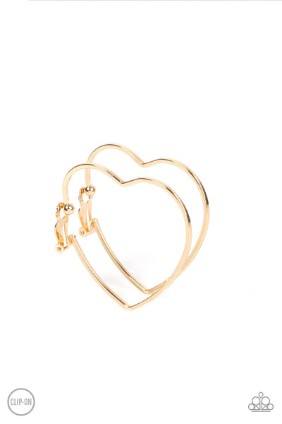 Paparazzi Harmonious Hearts - Gold Clip on Earrings