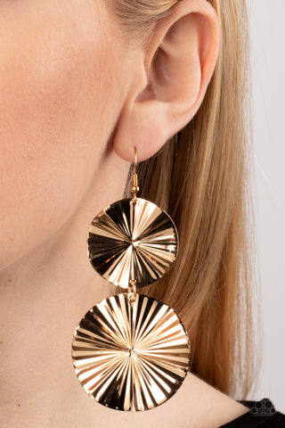 Paparazzi In Your Wildest FAN-tasy - Gold Earrings