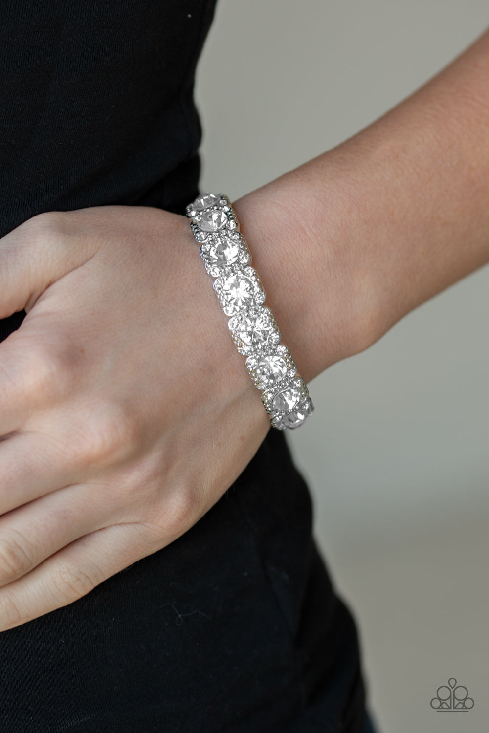 Paparazzi Blinged Out  White Bracelet