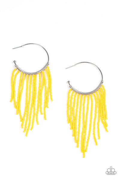 Saguaro Breeze - Paparazzi Yellow Seed Bead Earrings