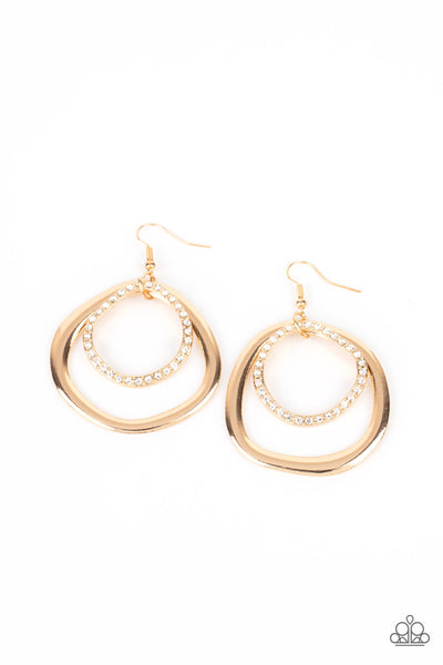 Paparazzi Spinning With Sass Gold Earrings