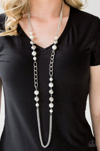 Paparazzi Uptown Talker - White Necklace