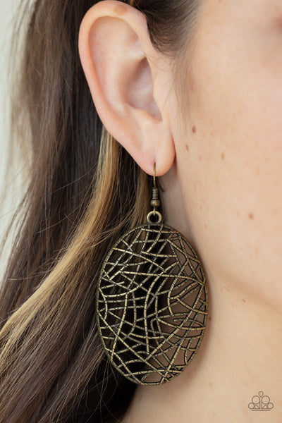 Paparazzi Way Out of Line - Brass Earrings