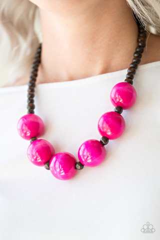 PaparazzinOh My Miami - Pink Wooden Necklace