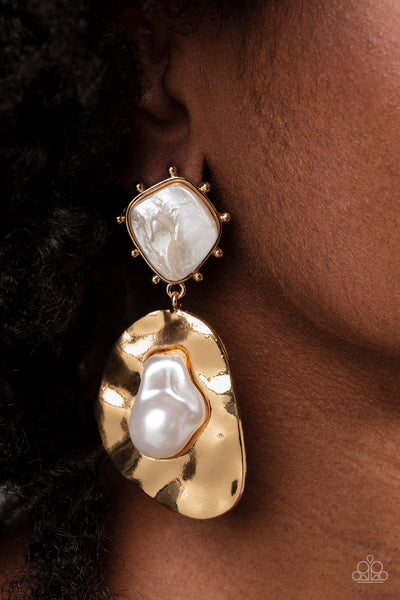 Paparazzi Rippling Rhapsody - Gold Pearl Earrings