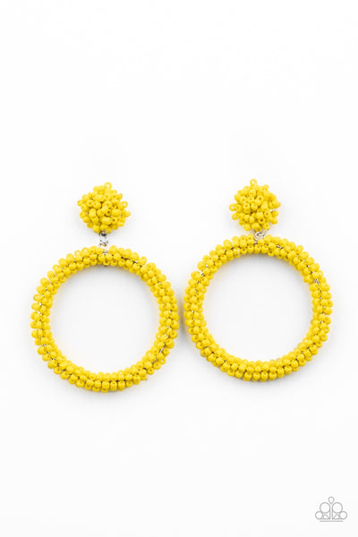 Paparazzi Be All You Can BEAD Yellow Seed Bead Earrings