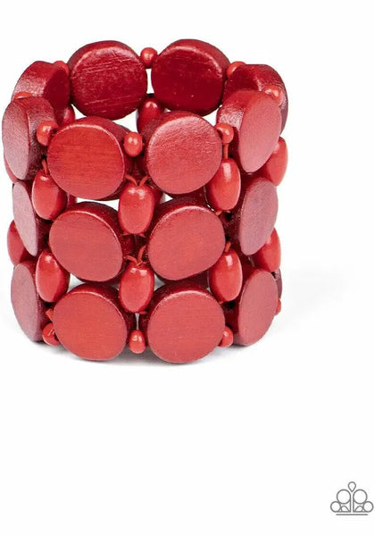 Paparazzi Cruising Coronado Red Wooden Bracelet