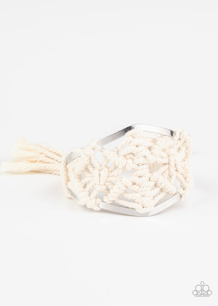 Paparazzi Macrame Mode - White Bracelet