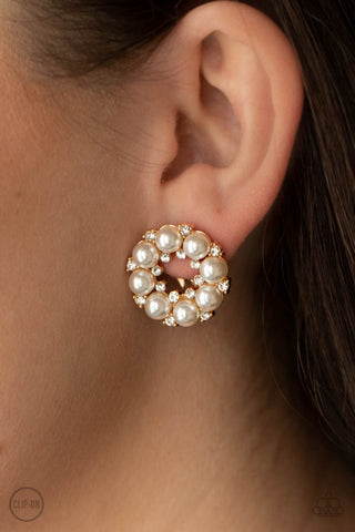 Paparazzi Roundabout Ritz - clip-on Gold earrings