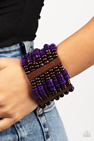 Paparazzi Vacay Vogue - Purple Wooden Bracelet