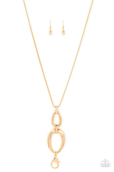 Paparazzi Elegantly Entrancing Gold Lanyard Necklace