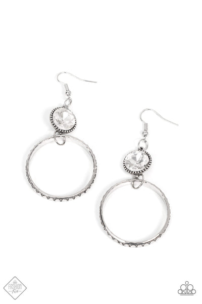 Paparazzi Standalone Sparkle - December Fashion Fix 21 White Earrings