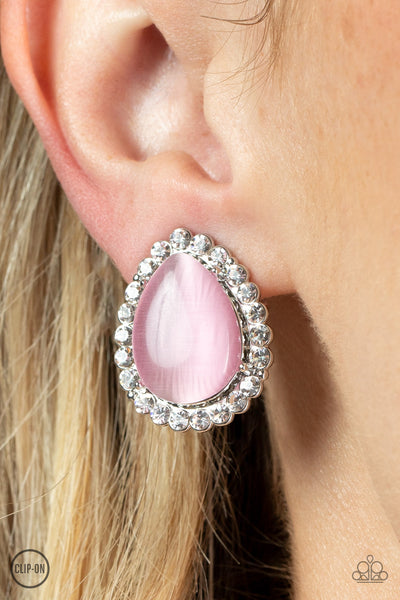 Paparazzi Downright Demure - Pink Clip on Earrings