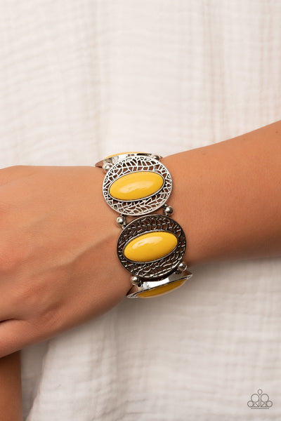 Paparazzi Eastern Escapade - Yellow Bracelet