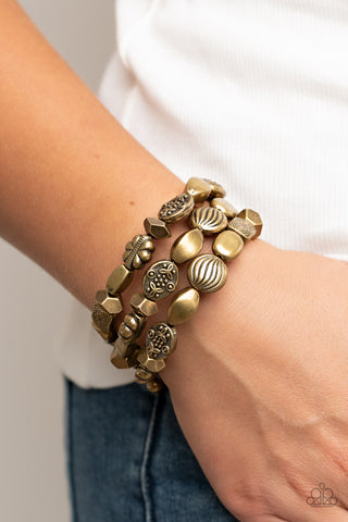 Paparazzi Charmingly Cottagecore - Brass Coil Bracelet