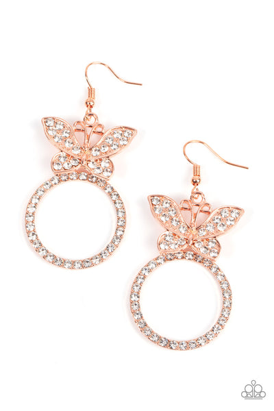 Paparazzi Paradise Found - Copper Butterfly Earrings