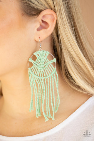 Paparazzi MACRAME, Myself, and I - Green Earrings
