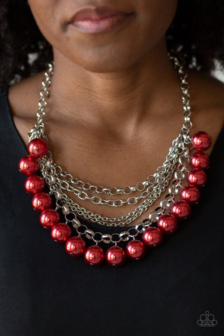 Paparazzi One-Way WALL STREET - Red Necklace