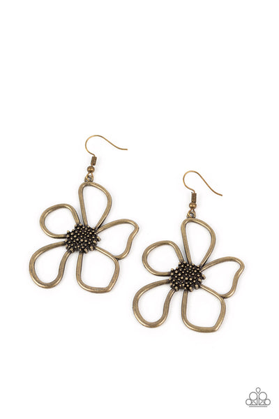 Paparazzi Wildflower Walkway - Brass Flower Earrings