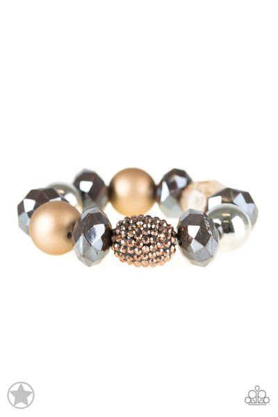 Paparazzi All Cozied Up Brown and Copper Blockbuster Bracelet