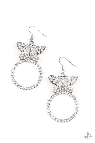 Paparazzi Paradise Found - White Butterfly Earrings