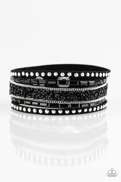 Paparazzi Rhinestone Rocker - Black Bracelet