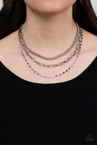 Paparazzi Galvanized Grit - Silver Necklace