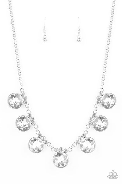 Paparazzi GLOW-Getter Glamour - White Necklace