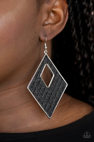 Paparazzi Woven Wanderer - Black Earrings