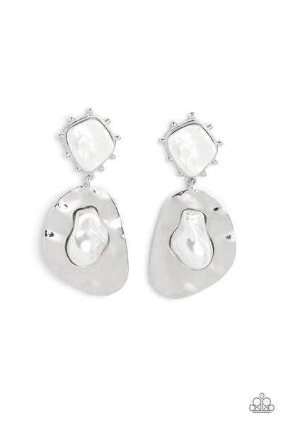 Paparazzi Rippling Rhapsody - White Pearl Earrings