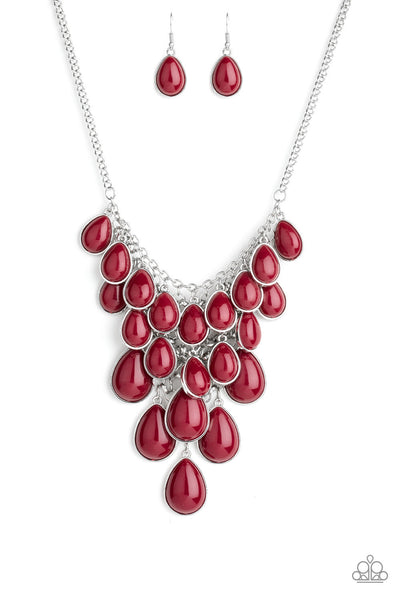 Paparazzi Shop Til You TEARDROP - Red Necklace