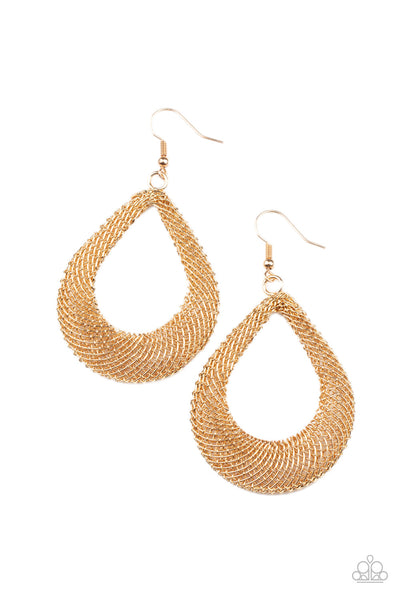 Paparazzi A Hot Mesh Gold Earrings