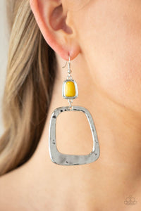 Paparazzi Material Girl Mod - Yellow Earrings