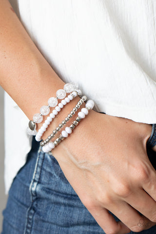 Paparazzi Layered Luster - White Bracelet